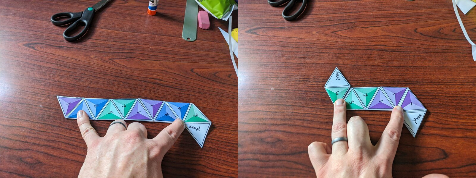 All the warm colors have been folded, leaving only cool colors visible